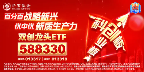 创业板+科创板携手豪涨4%，展现高弹性魅力！双创龙头ETF（588330）盘中猛拉4．36%，新能源、半导体集体大涨